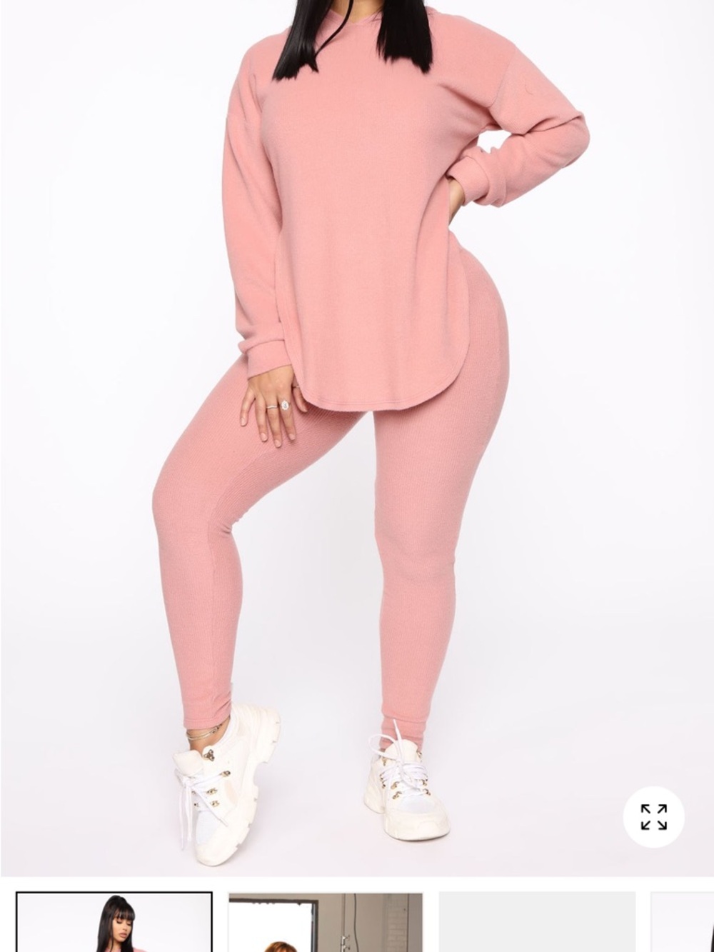Women's Cozy Ribbed Leggings Set - Dusty Pink